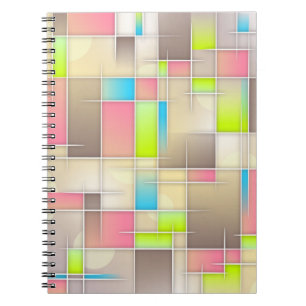 Colourful Abstract Squares Geometric Pattern Notebook