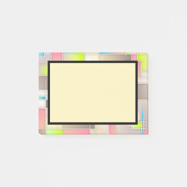 Colourful Abstract Squares Geometric Pattern Post-it Notes (Front)