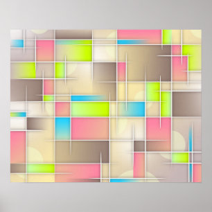 Colourful Abstract Squares Geometric Pattern Poster