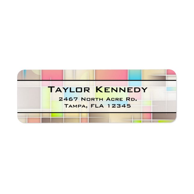 Colourful Abstract Squares Geometric Pattern Return Address Label (Front)