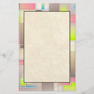 Colourful Abstract Squares Geometric Pattern Stationery