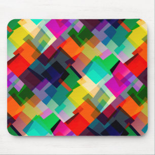 Colourful abstract squares pattern mouse pad