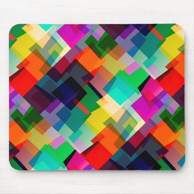 Colourful abstract squares pattern mouse pad (Front)