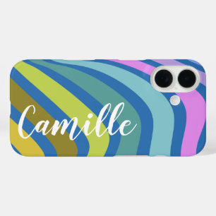 Colourful Abstract Squiggle Swirls Personalised  iPhone 16 Case