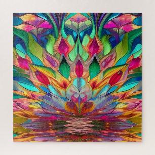 Colourful Abstract Stained Glass Jigsaw Puzzle