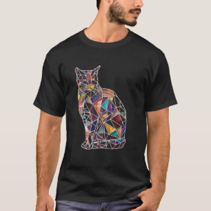 Colourful Abstract Stained Glass Mosaic Geometry C T-Shirt