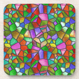 Colourful Abstract Stained Glass Window Coaster