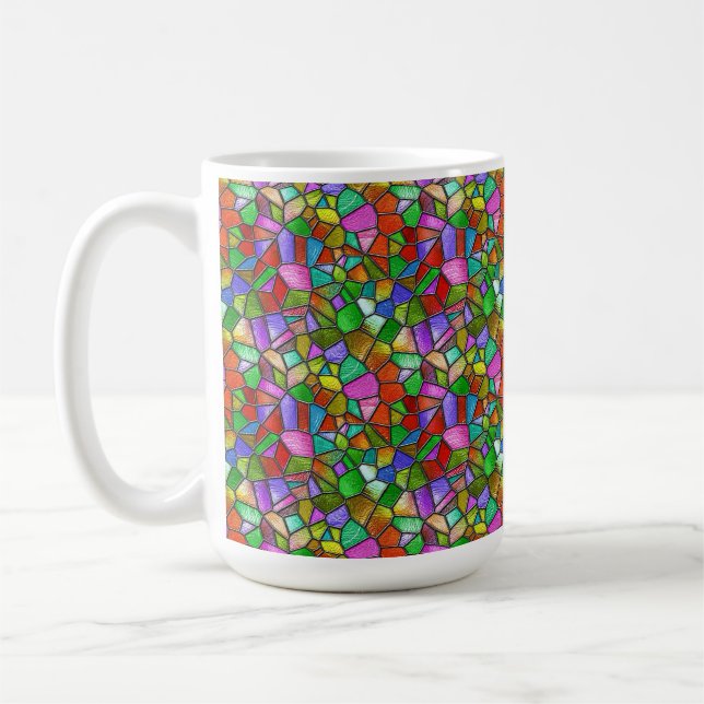 Colourful Abstract Stained Glass Window Coffee Mug (Left)
