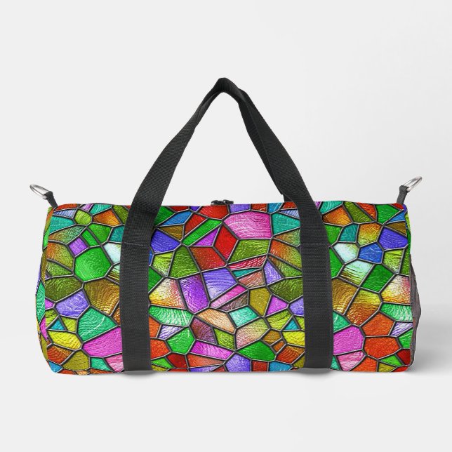 Colourful Abstract Stained Glass Window Duffle Bag (Front)