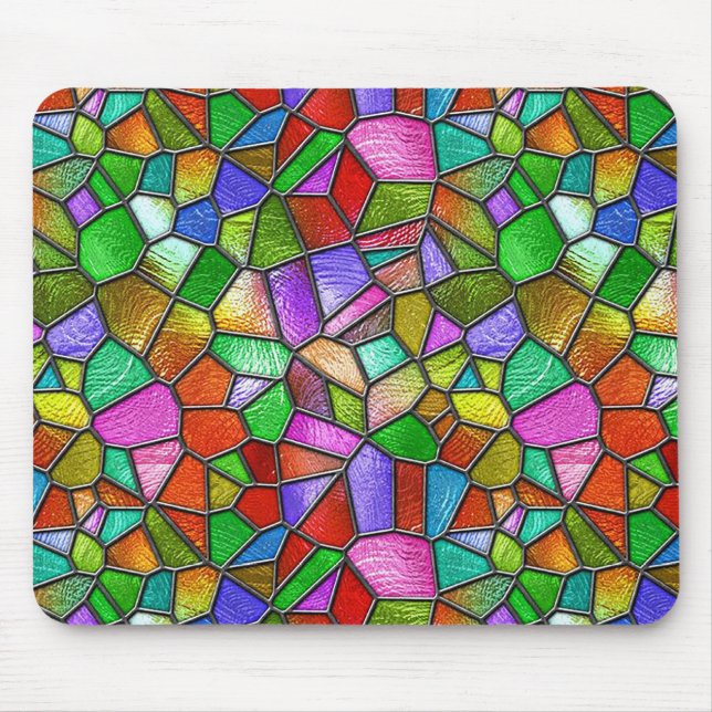 Colourful Abstract Stained Glass Window Mouse Pad (Front)