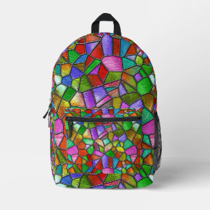 Colourful Abstract Stained Glass Window Printed Backpack