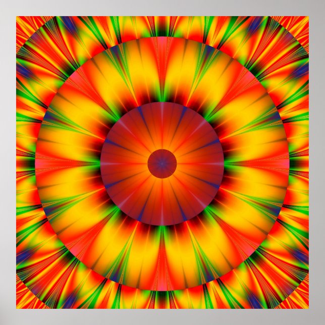 Colourful Abstract Starburst Artwork Wall Poster (Front)