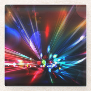 Colourful Abstract Starburst Explosion Glass Coaster