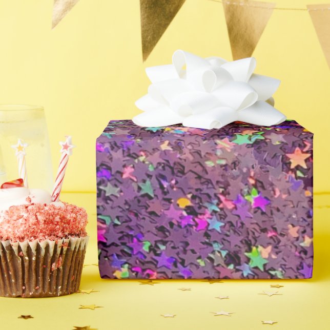 Colourful Abstract Starry Glitter Wrapping Paper (Birthday Party)