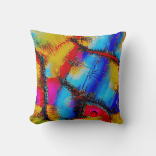 Colourful Abstract Stich Pattern Cushion