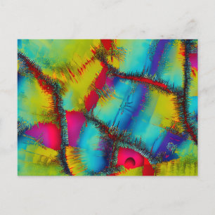 Colourful Abstract Stich Pattern Postcard