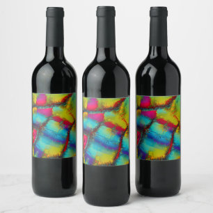 Colourful Abstract Stich Pattern Wine Label