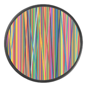 Colourful abstract stripes design adult cloth face hockey puck