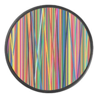 Colourful abstract stripes design adult cloth face hockey puck