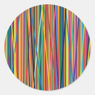 Colourful abstract stripes design classic round sticker