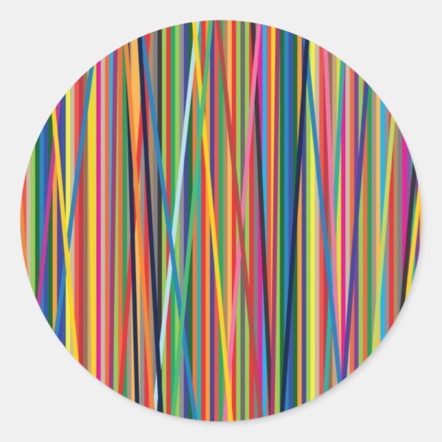 Colourful abstract stripes design classic round sticker (Front)