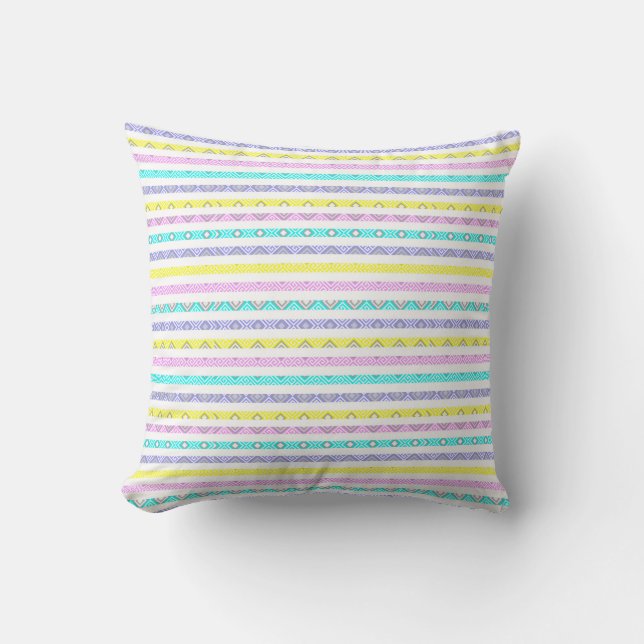 Colourful abstract stripes design cushion (Front)