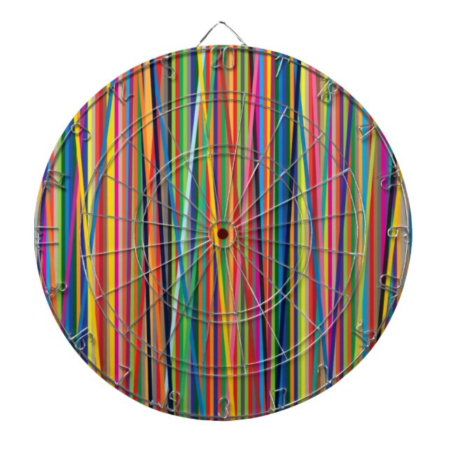 Colourful abstract stripes design dartboard (Front)