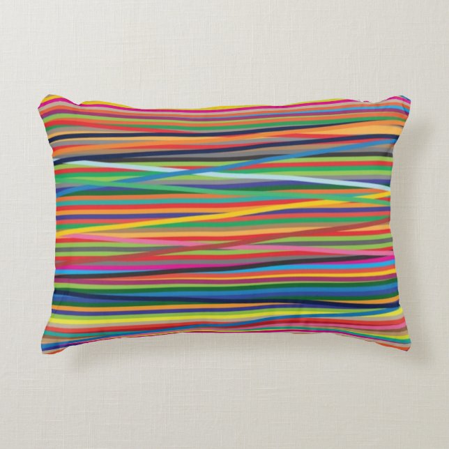 Colourful abstract stripes design decorative cushion (Front)