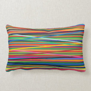 Colourful abstract stripes design lumbar cushion