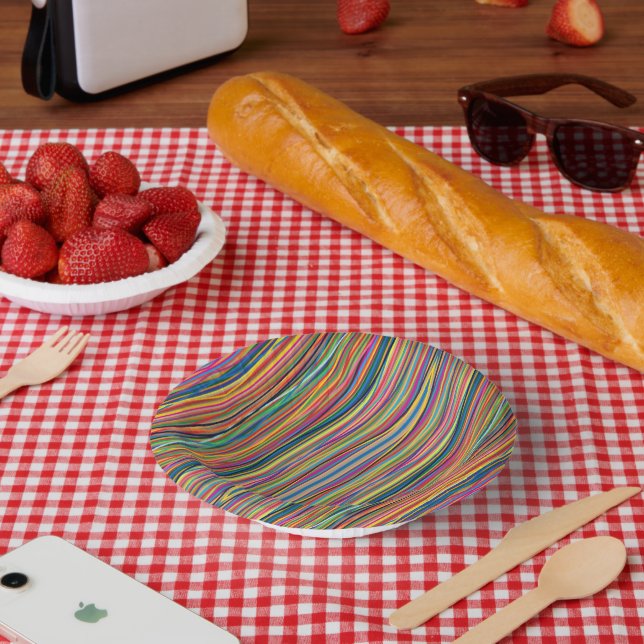 Colourful abstract stripes design paper plate (Picnic)