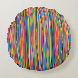 Colourful abstract stripes design round cushion