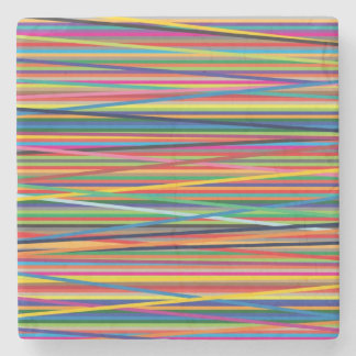Colourful abstract stripes design stone coaster