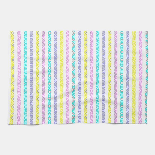 Colourful abstract stripes design tea towel (Horizontal)