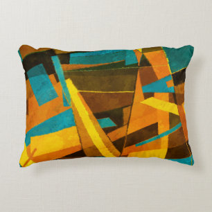 Colourful Abstract Stripes: Paint Texture Decorative Cushion