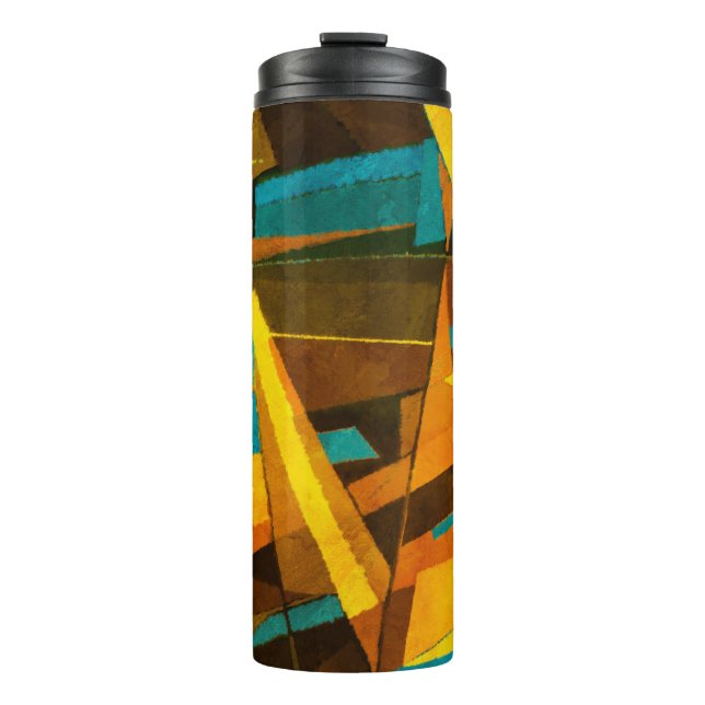 Colourful Abstract Stripes: Paint Texture Thermal Tumbler (Front)