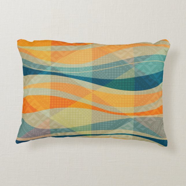 Colourful Abstract Stripes pattern Decorative Cushion (Back)