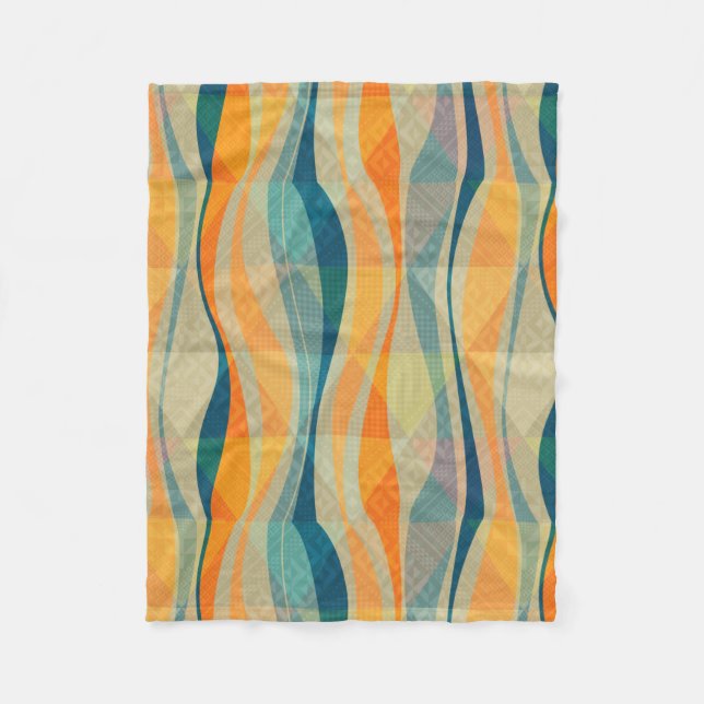 Colourful Abstract Stripes pattern Fleece Blanket (Front)