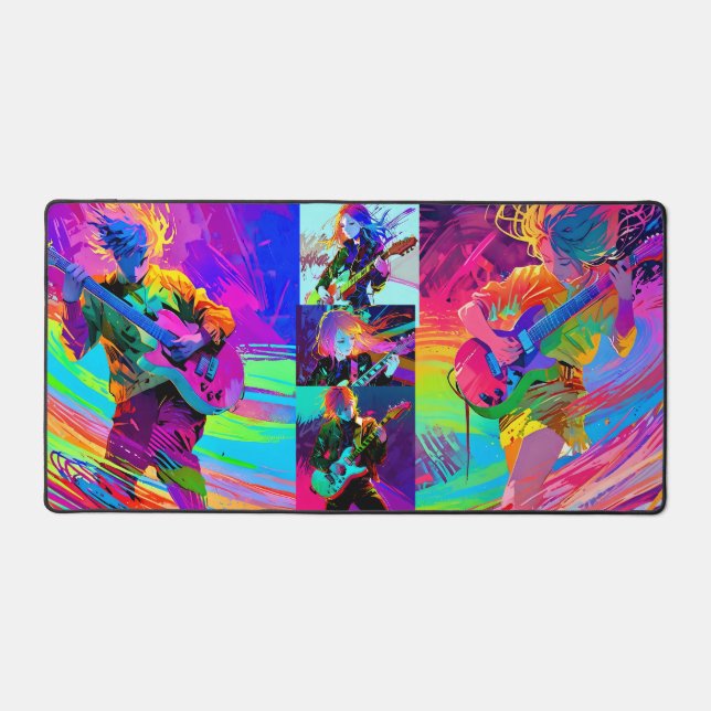 Colourful Abstract Stylised Pop Art Anime Rockstar Desk Mat (Front)