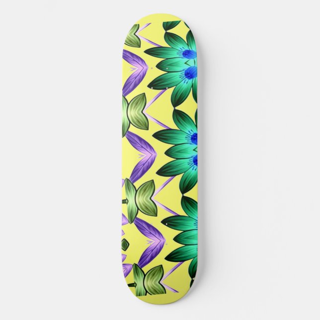 Colourful abstract stylish floral pattern  skateboard (Front)