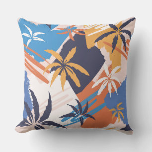 Colourful Abstract Summer Palm Tree Pattern Cushion