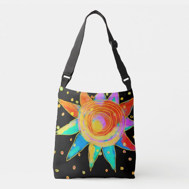 Colourful Abstract Sun Crossbody Bag (Front)