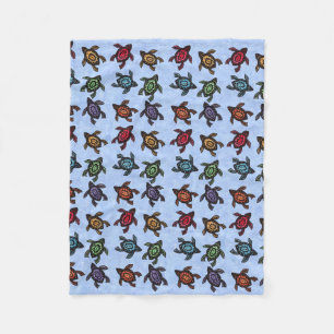 Colourful Abstract Swimming Turtles Fleece Blanket