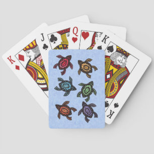 Colourful Abstract Swimming Turtles Playing Cards