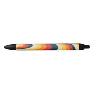 Colourful abstract swirl design black ink pen