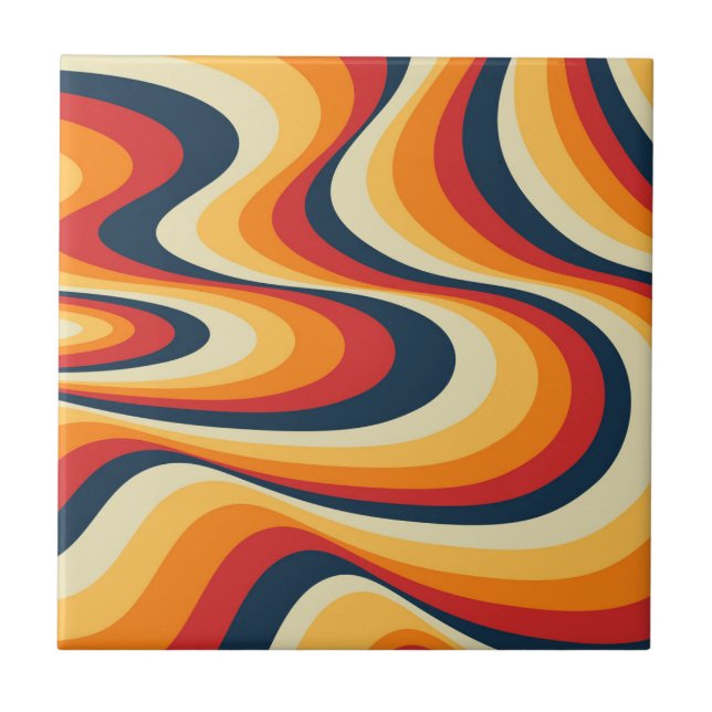 Colourful abstract swirl design ceramic tile (Front)