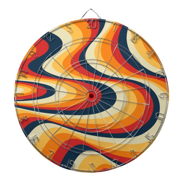 Colourful abstract swirl design dartboard (Front)
