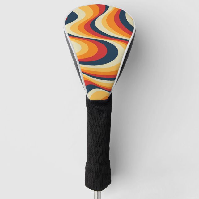 Colourful abstract swirl design golf head cover (Front)