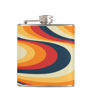 Colourful abstract swirl design hip flask