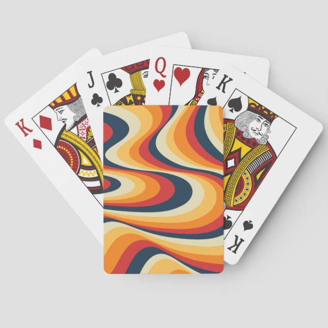 Colourful abstract swirl design playing cards (Back)