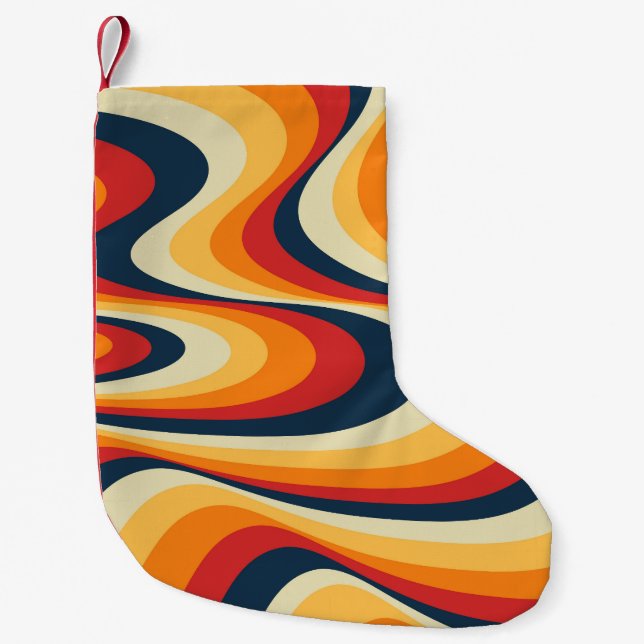 Colourful abstract swirl design small christmas stocking (Front)